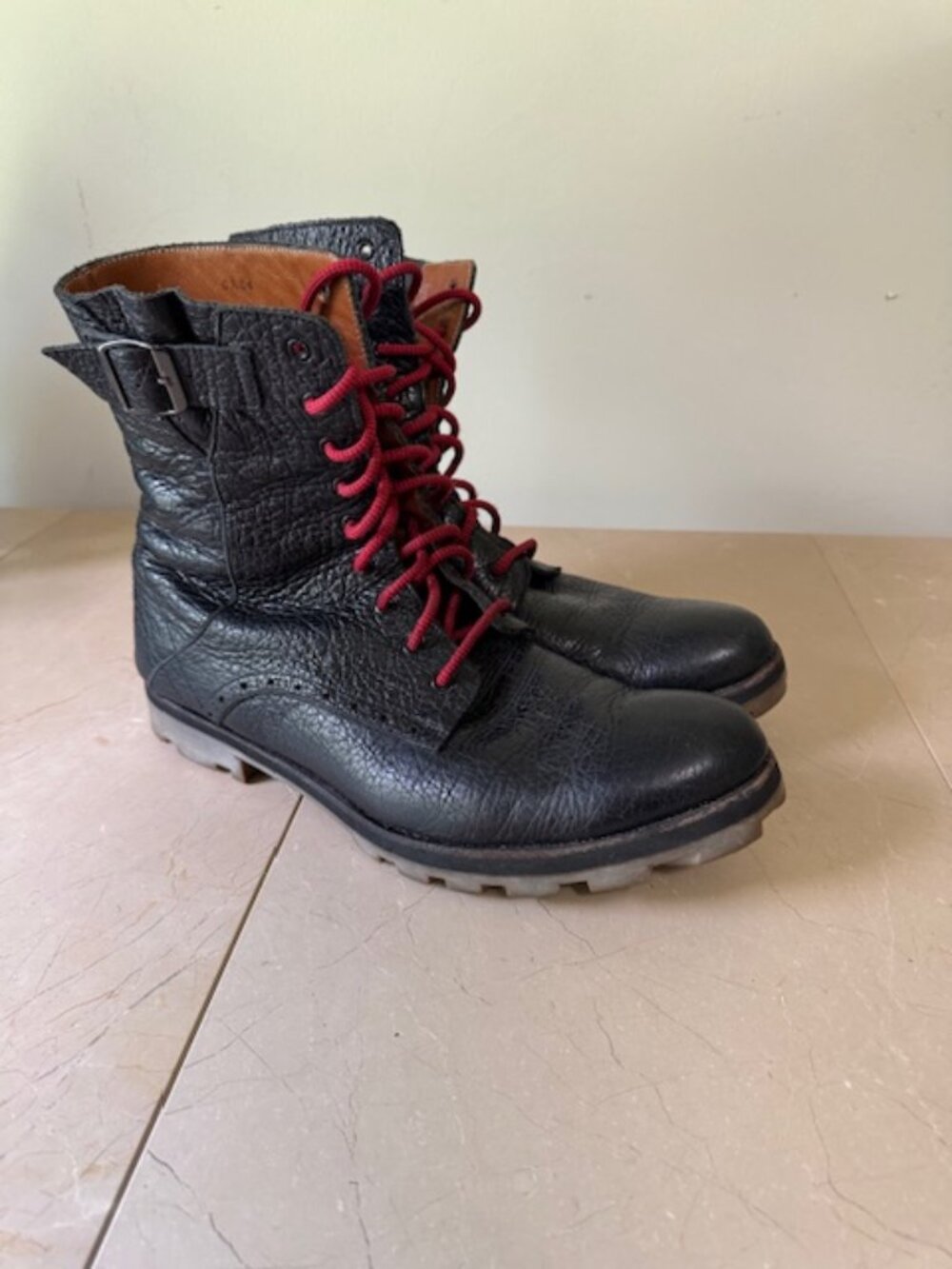 John Fluevog Guardian Angel “Ronald” Boots – Black Pebbled Leather – Size 11